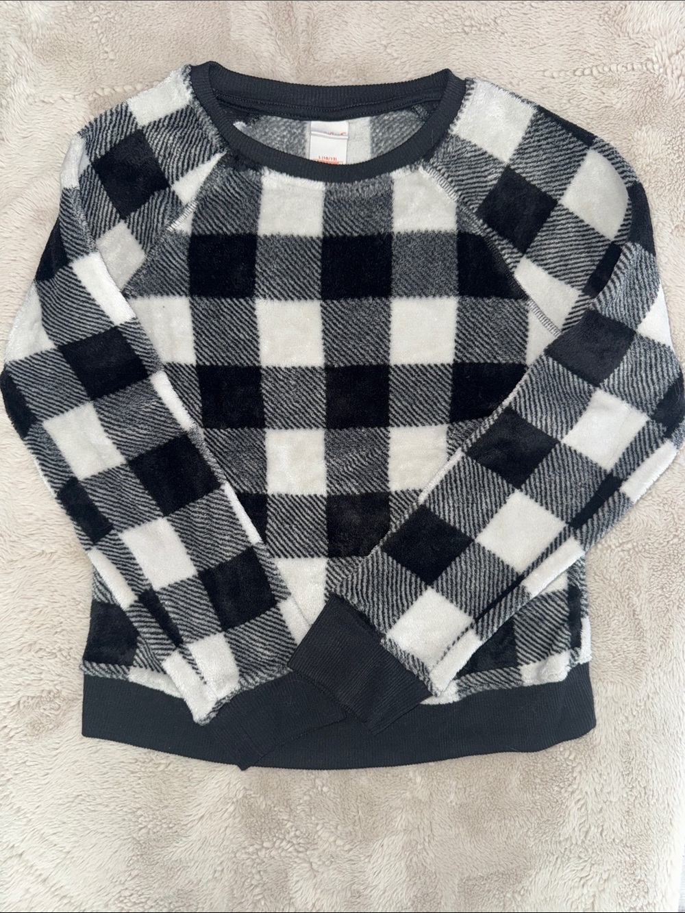 Cat & Jack Black and White Buffalo Check Sherpa Sweatshirt